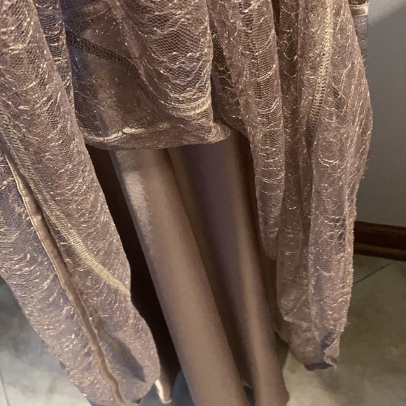 JS COLLECTION FORMAL / wedding LACE / SATIN OVERLAY LONG TANK DRESS  sz 10 TAUPE - Picture 7 of 16